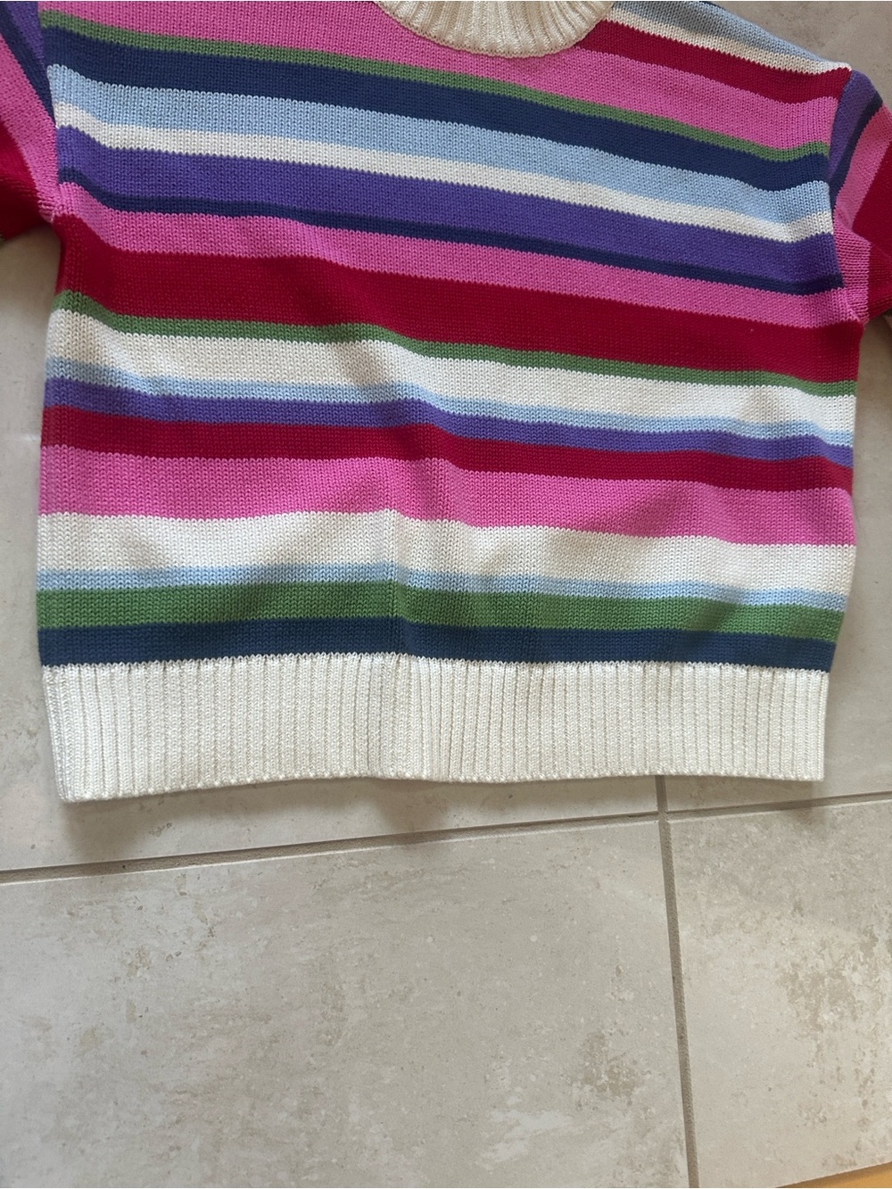 GAP Multicolor Striped Crewneck Sweater - Pink, Red, Blue, Green, Cream - Picture 7 of 8